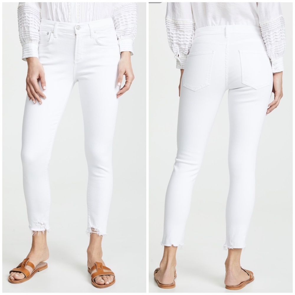 AGOLDE Sophie White Crop Chewed Hems White denim